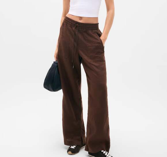 Athleta Pants - Athleta Retreat Linen High Rise Wide Leg Brown Pants NWT Size M